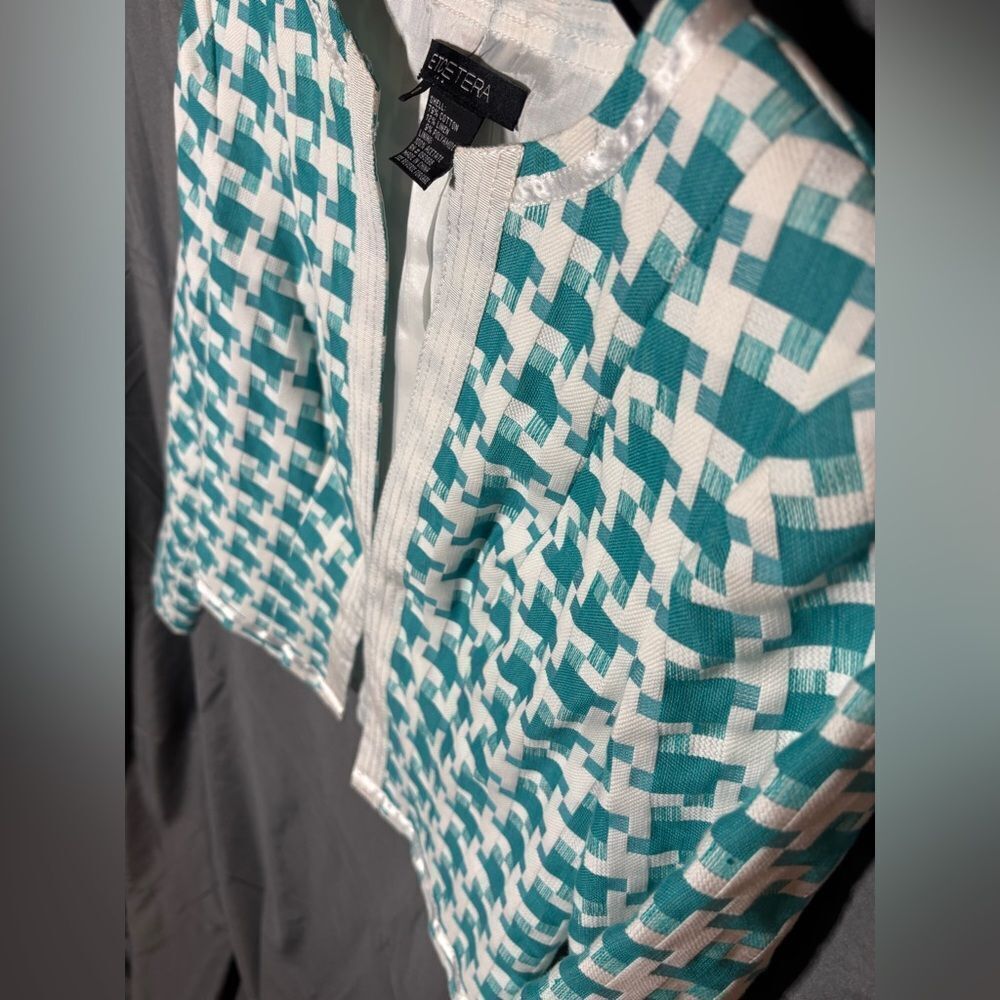 Etcetera Teal and White Blazer